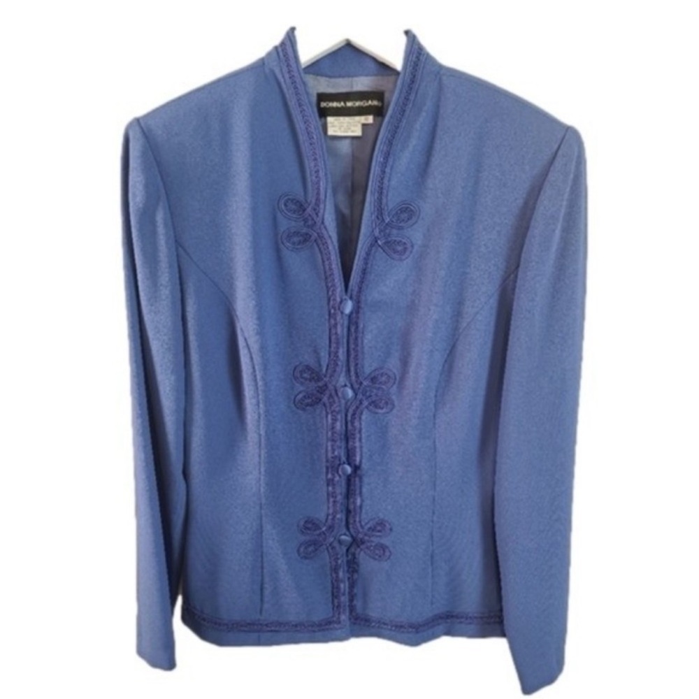 Donna Morgan empire blue stitched detailing button blazer size 10